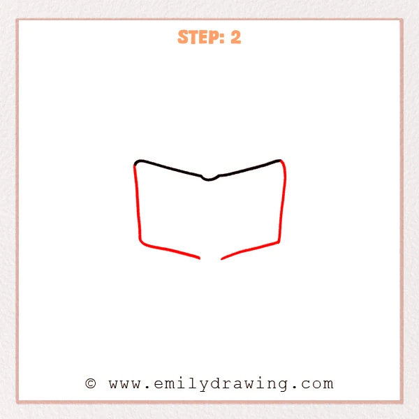 how to draw an open book - Step 2